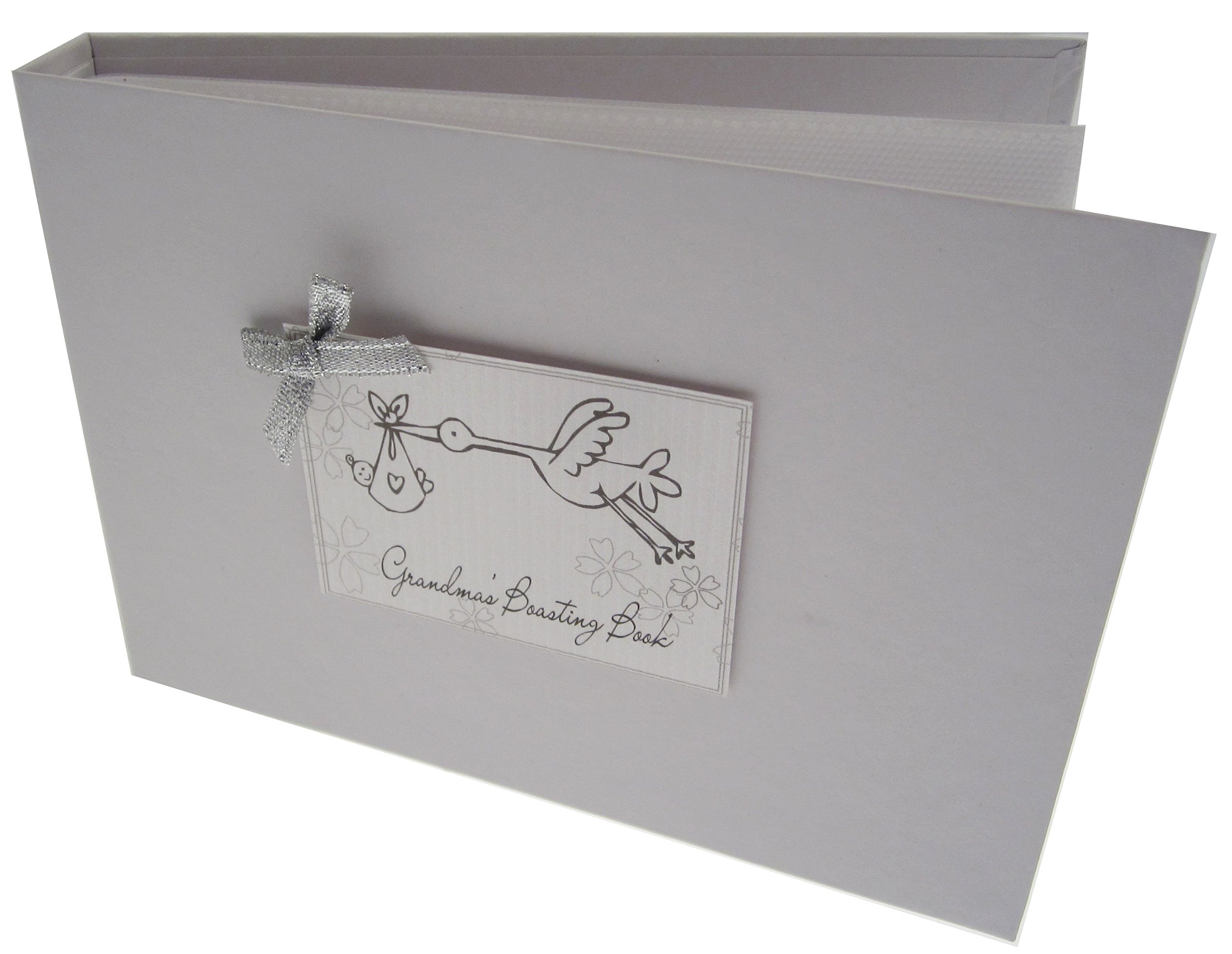 White Cotton Cards Value Range Grandma's Boasting Book Baby Stork Design Tiny Value Album (Silver), TVFSGMA