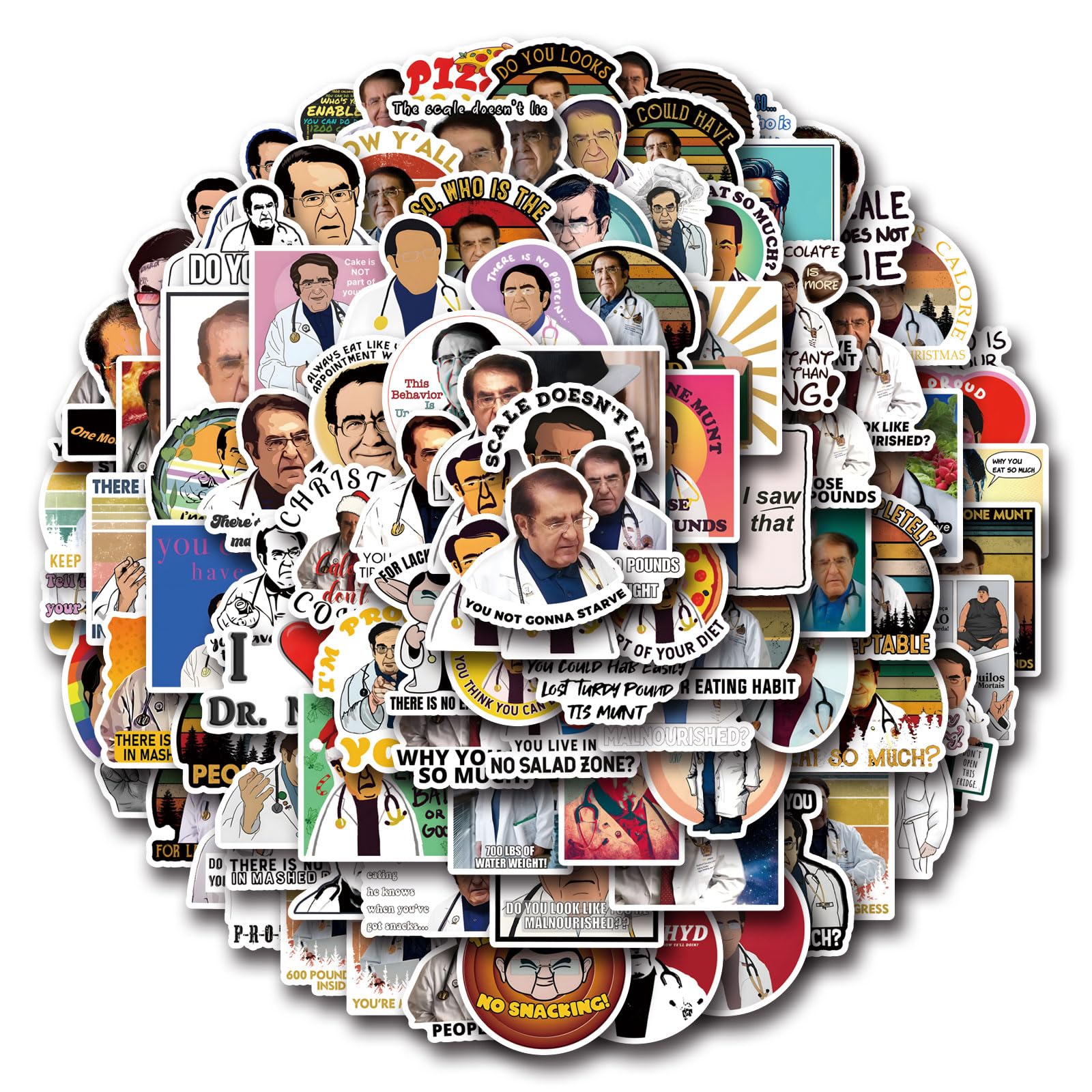 Photo 1 of Funny Dr Now Stickers Decals[105Pack], Funny Dr Now, Weight Loss, Memes Vinyl Stickers Decals for Laptop Water Bottle Bumper Luggage Computer Skateboard. Gift for Adults Kids Girls Teens
