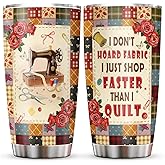 Jevuta Sewing Coffee Tumbler, Sewing Gift For Women, Seamstress Gift, Birthday Gift For Sewers, Quilting Travel Wine Glass For Her, Sewing Theme 20 oz Stainless Steel Mug