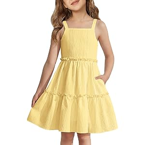 Arshiner Girls Spaghetti Strap Dress Toddler Summer Dresses Kids Beach Casual Sundresses with Pockets for 1-7t