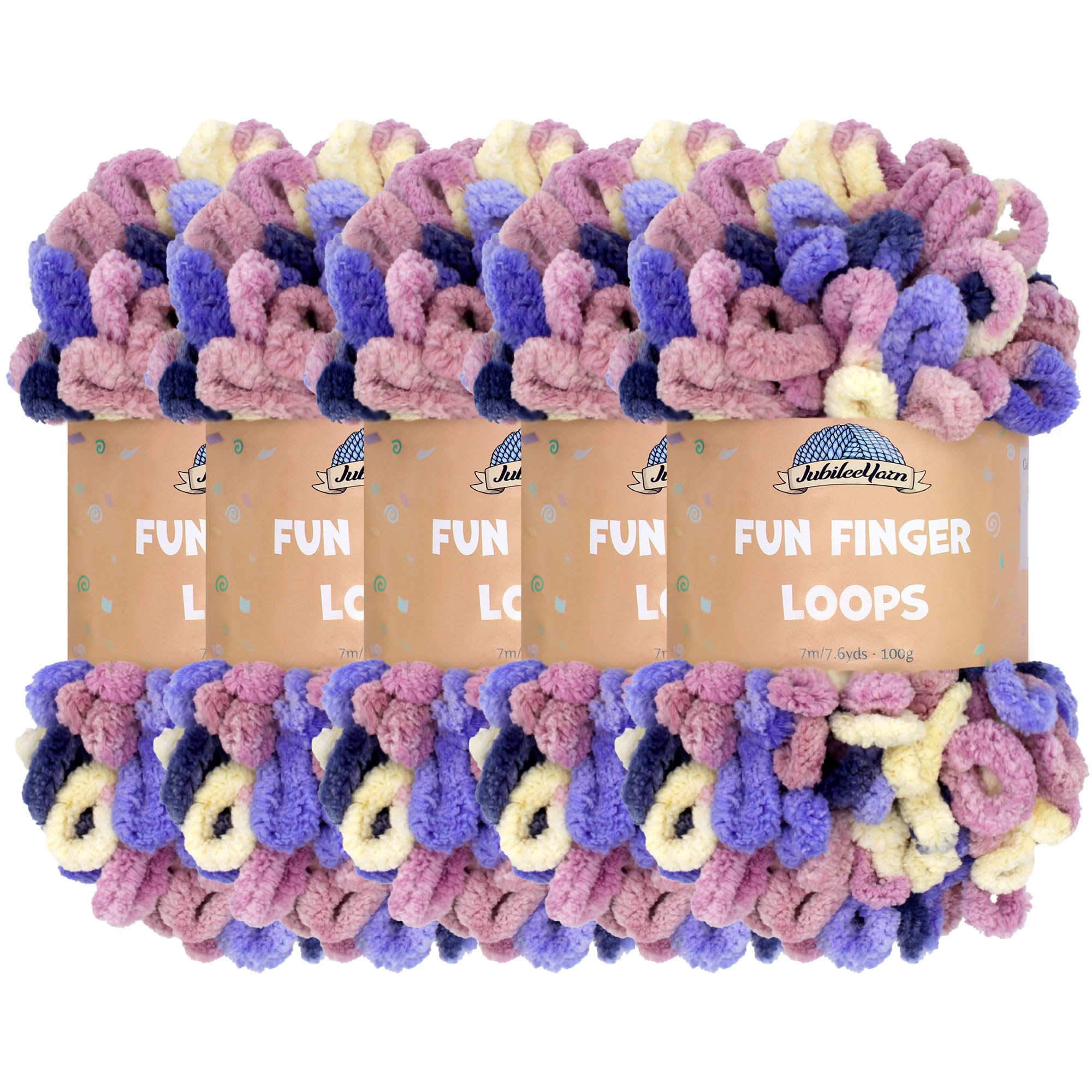 JubileeYarn Fun Finger Loops Yarn - Polyester Jumbo Weight Loop Yarn - 100g/Skein - Boreas - 5 Skeins