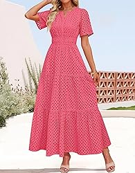 ZESICA Women's 2025 Summer Short Sleeve Maxi Dress