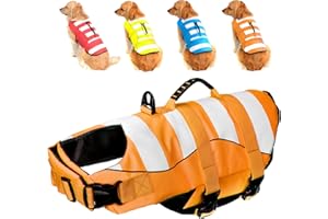 Fragralley Dog Life Jacket Safety Vests for Swimming Superior Buoyancy & Rescue Handle High Visibility Small Dog Life Preserver Lifesaver Coat for Summer (XS (Chest Girth: 13"-14.2") Lively Orange)