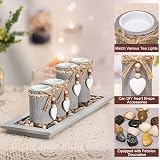 GoMaihe Candle Holder Set of 4 with Wooden Tray Gray Tealight Holders view 6