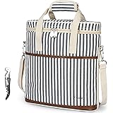 Tirrinia 6 Bottle Wine Gift Carrier - Insulated & Padded Wine Carrying Cooler Tote Bag With Adjustable Shoulder Strap For Travel Or Picnic