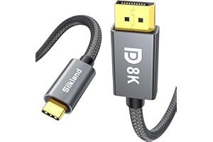 Silkland USB C to DisplayPort 1.4 Cable [8K@60Hz, 4K@144Hz 120Hz, 2K@240Hz], 5K Type C to DP 1.4 Cable, [32.4 Gbps, Thunderbo