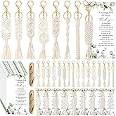 Ecation 24 Sets Boho Baby Shower Favors for Guests Bohemian Macrame Keychains Bulk Crochet Tassel Key Rings with Thank You Cards for Girls Boys Baby Shower Gifts Birthday Party Favors (Boho)