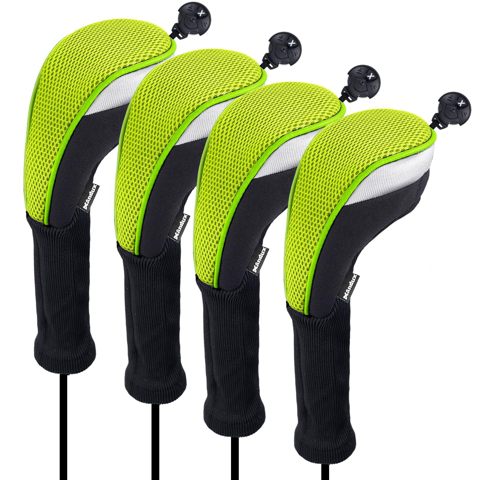 Andux Long Neck Golf Hybrid Club Head Covers with Dial No. Tag CTMT-02 4pcs Green