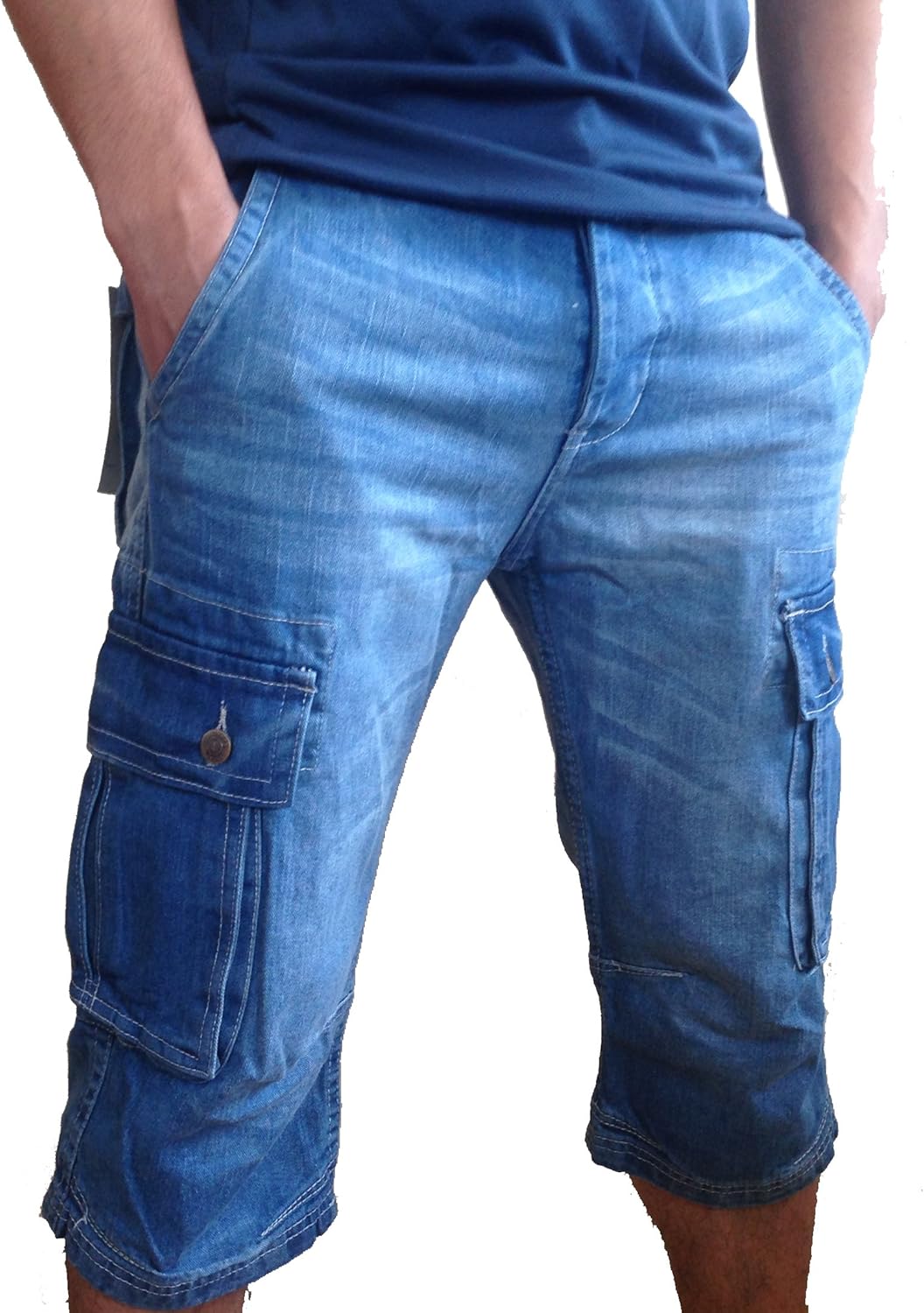 mens denim combat shorts