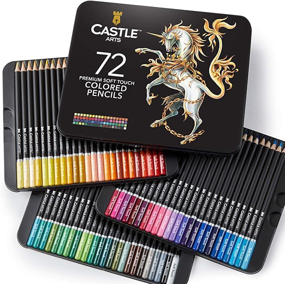 Castle Art Supplies 72 Colored Pencils Set for Coloring Books New and