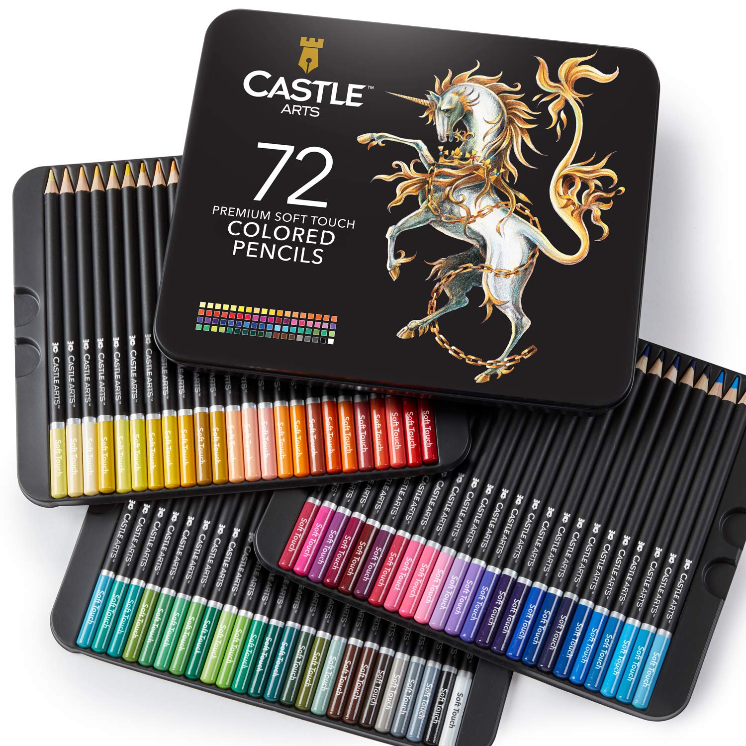 Castle Art Supplies 72 Premium Colored Coloring Pencils Set for Adults