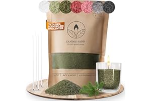 comforder Scented Candle Sand with Wicks, Pearled Candle, Wax Granules, 14oz Sand Wax Granules + 4 Wicks (Moss Green, Pine)