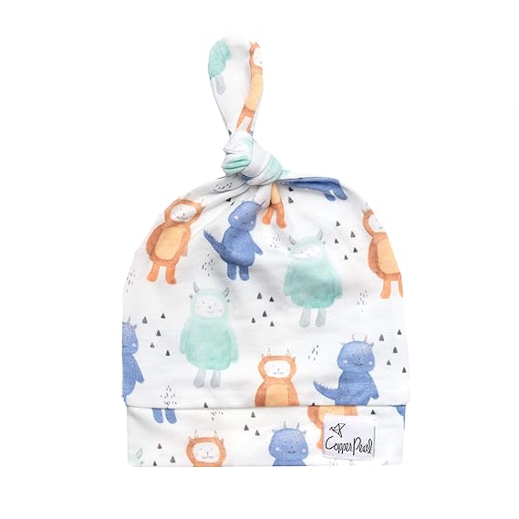 Copper Pearl Baby Beanie Hat Top Knot Stretchy Soft Max Baby