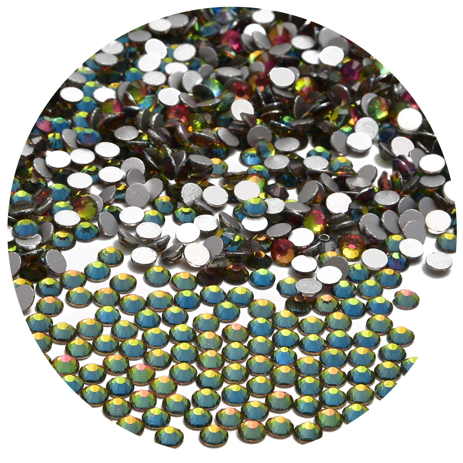 NCB 2160pcs Non Hotfix Flatback Crystals Rhinestones Round Glass Diamonds Charms Gems Stones Beads 3D for Nails Art Craft Jewels Accessories Phone Shoes Decorations (Vitrail Medium SS20 5.0mm 2160pcs)