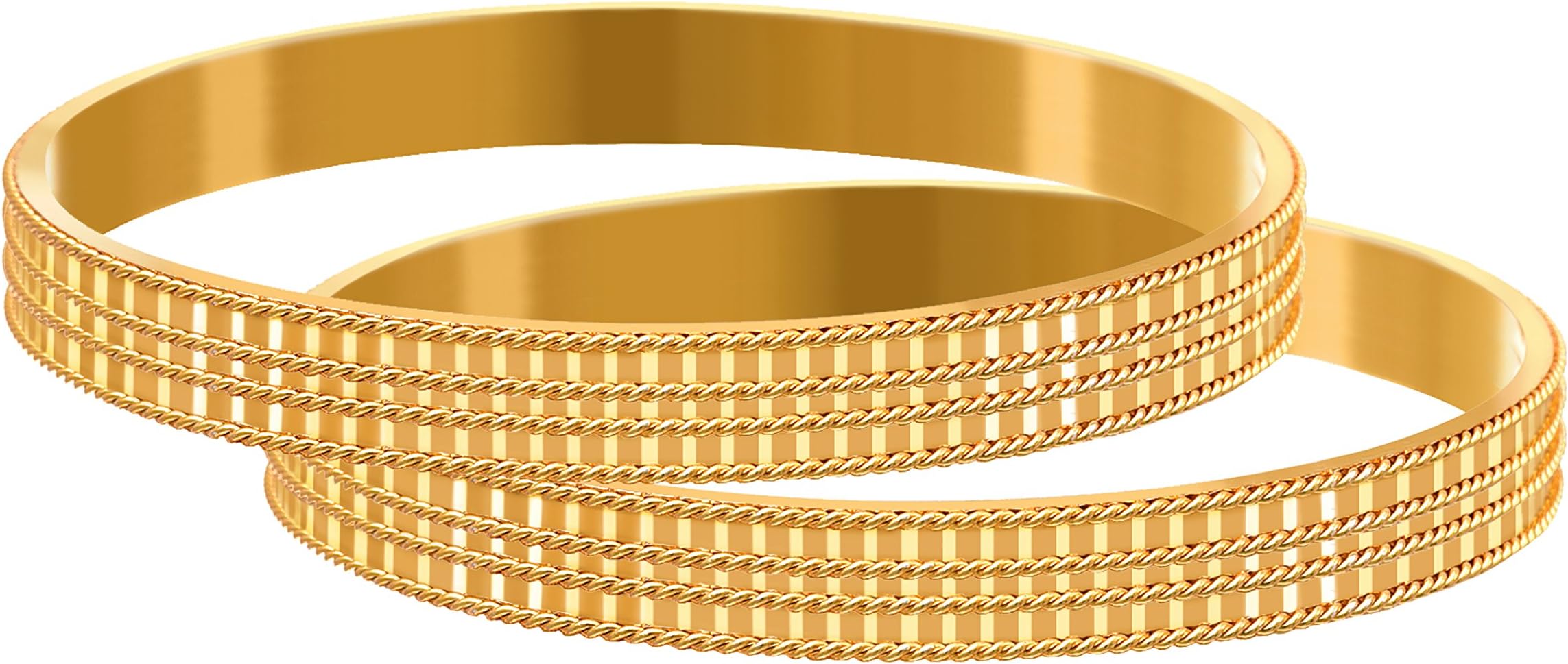 JFL - Jewellery for Less Golden One Gram Gold Plated Bangle Set For Women