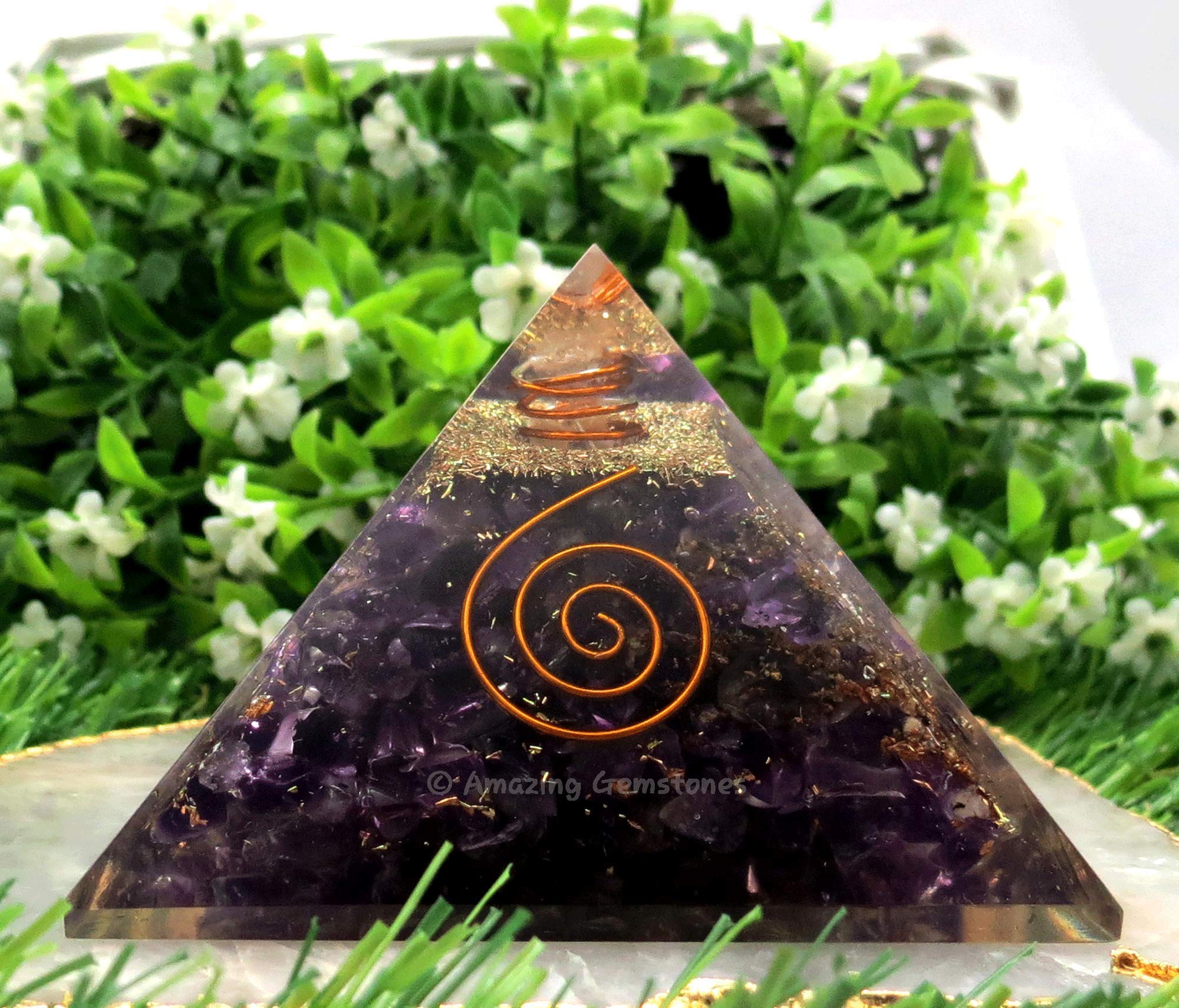 Large Orgone Pyramid | Amethyst Pyramid Crystal | Orgonite Pyramid | Organ Pyramids Positive Energy Healing