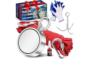 Grtard 1000LBS Magnet Fishing Kit for Men's Gifts, Double Sided Neodymium Fishing Magnets with Super Strong Magnets for Retrieving Items in River, Lake, Beach, Lawn, Gifts for Men, Dad, Husband