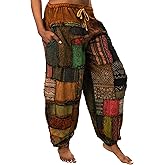 Three Cranes Gallery Pants Patchwork Cotton Harem Pants with Pockets Hippie Pants Patchwork Pants Harem
