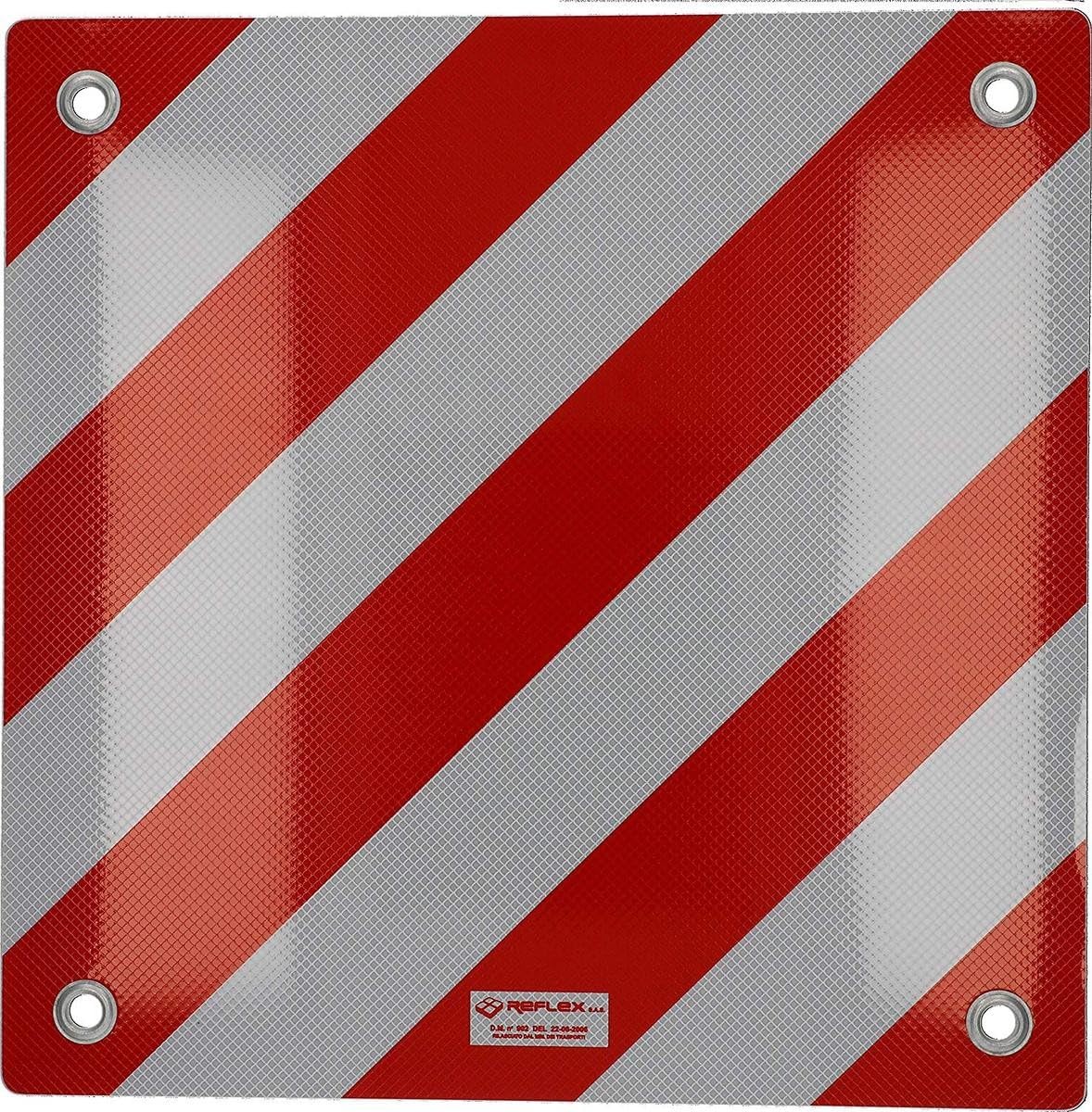 Cartrend 10615 Warning Sign Italy Warning Sign Rear Aluminium 50 x 50 cm Reflective Red/White Rear Carrier/Bicycle Carrier for Car, Camping