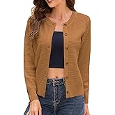 Women's Crew Neck Button Down Long Sleeve Solid Knit Classic Cardigan Sweater