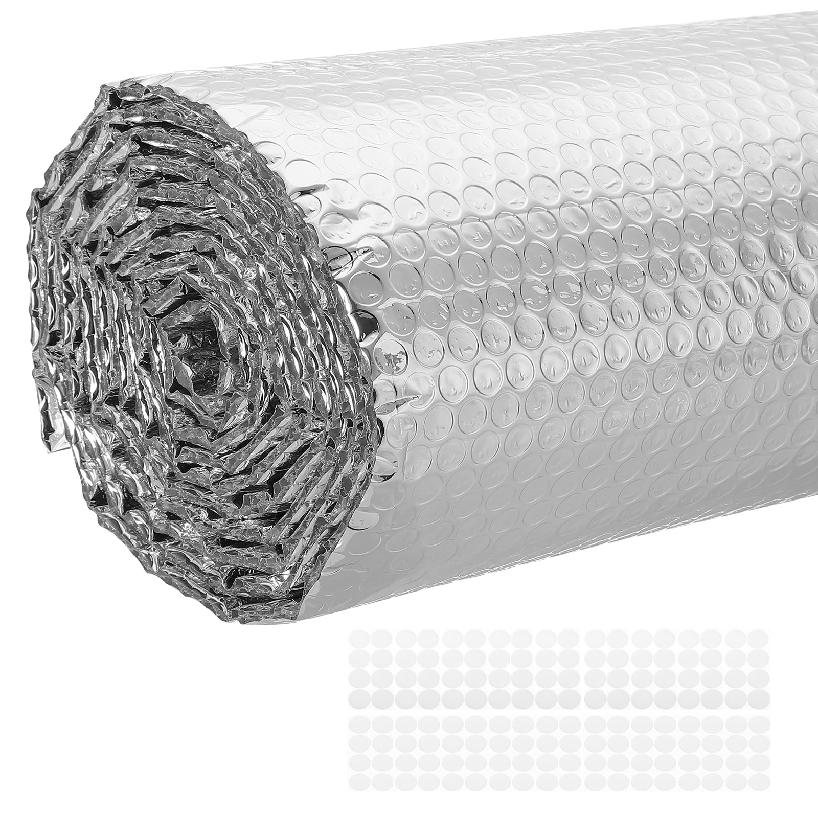 PATIKIL 15.7IN x 10FT Reflective Bubble Insulation Sheet Double Side Aluminum Foil Bubble Shield Heat Thermal Radiant Barrier for Windows, RV, Roof, Garage Door
