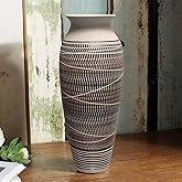 Ceramic Rustic Farmhouse Vase, 12.6" Large Vintage Flower vase for Home Decor, Tall Boho Textured Vases for Living Room, Table, Mantel, Shelf and Centerpieces Decor and Housewarming (C)