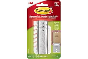 Command 5 lb Universal Picture Hanger, 3 Frame Hangers, 6 Command Strips and 6 Frame Stabilizer Strips for Sawtooth, D-Ring, Wire, Keyhole and Other Frames, Damage-Free Christmas Decorations