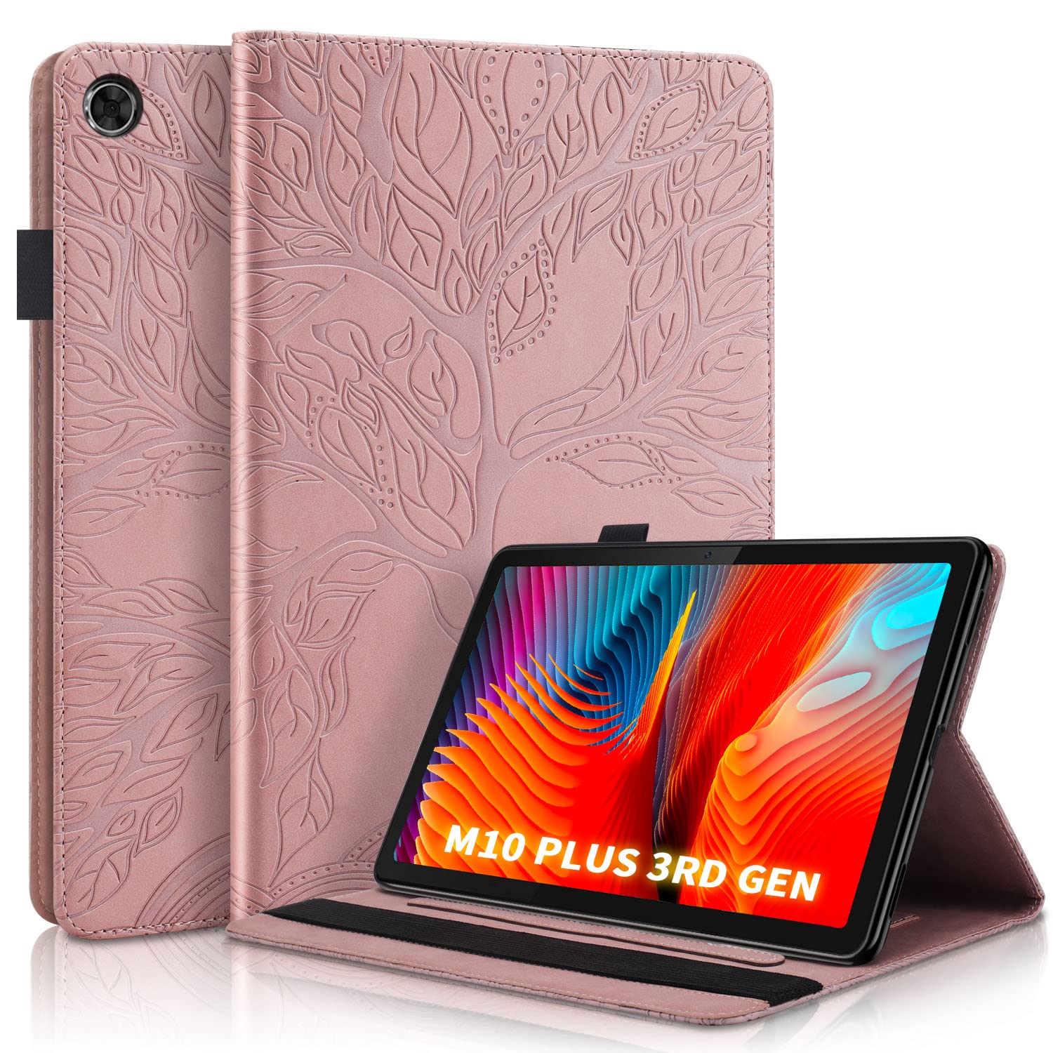 Succtopy Case Lenovo Tab M10 Plus 3rd Gen 10.6 Inch 2022,Folio Flip PU Leather Cover with Pen Holder,Protective Tablet Case with Stand Function Lenovo Tab M10 plus 10.6" 3rd Gen TB125/TB128,Rose Gold