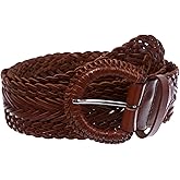 Women's 2" Wide Braided Woven Round Leather Belt