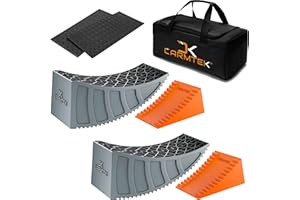 CARMTEK Camper Leveler Premium Kit | 6 Inch RV Levelers with Wheel Chocks, Rubber Mats & Carry Bag for Travel Trailers | Faster RV Leveling System Than RV Leveling Blocks | RV Accessories