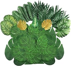 81 Pieces 10Kinds Artificial Tropical Leaf Jungle
