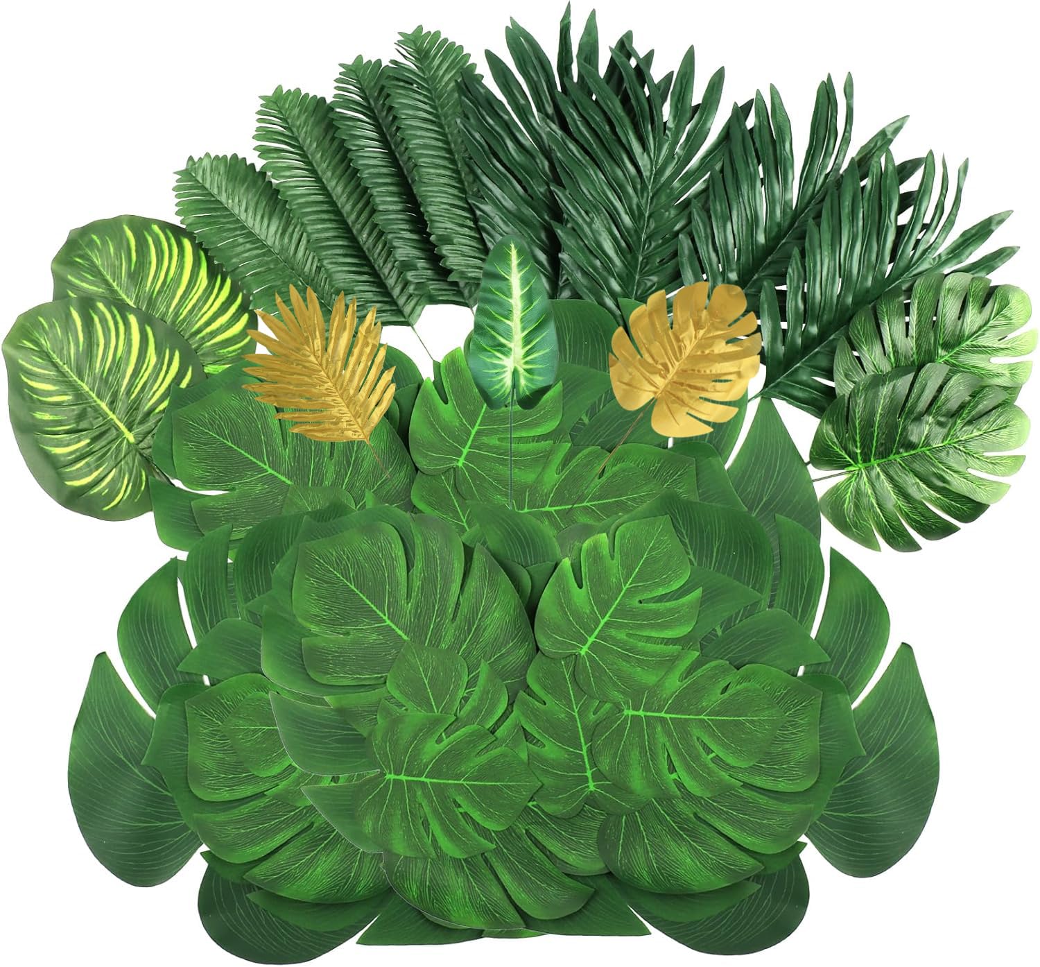 81 Pieces 10Kinds Artificial Tropical Leaf Jungle