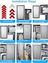 AMLOOPH Magnetic Window Screen 120x130cm Fiberglass Gray Mesh White PVC view 7