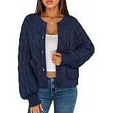 MEROKEETY Women's Cable Knit Chunky Cardigan Sweaters 2025 Fall Winter Trendy Button Up Long Sleeve Coat