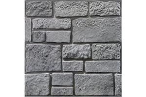 COMSTICKC 3D Wall Panel Peel and Stick, Faux Stone Wall Panel, 10 Pcs 12"X12" Ultra-Light Thin PVC Gray Stone Self Adhesive Fake Brick Stone Backsplash for Interior Wall Decor