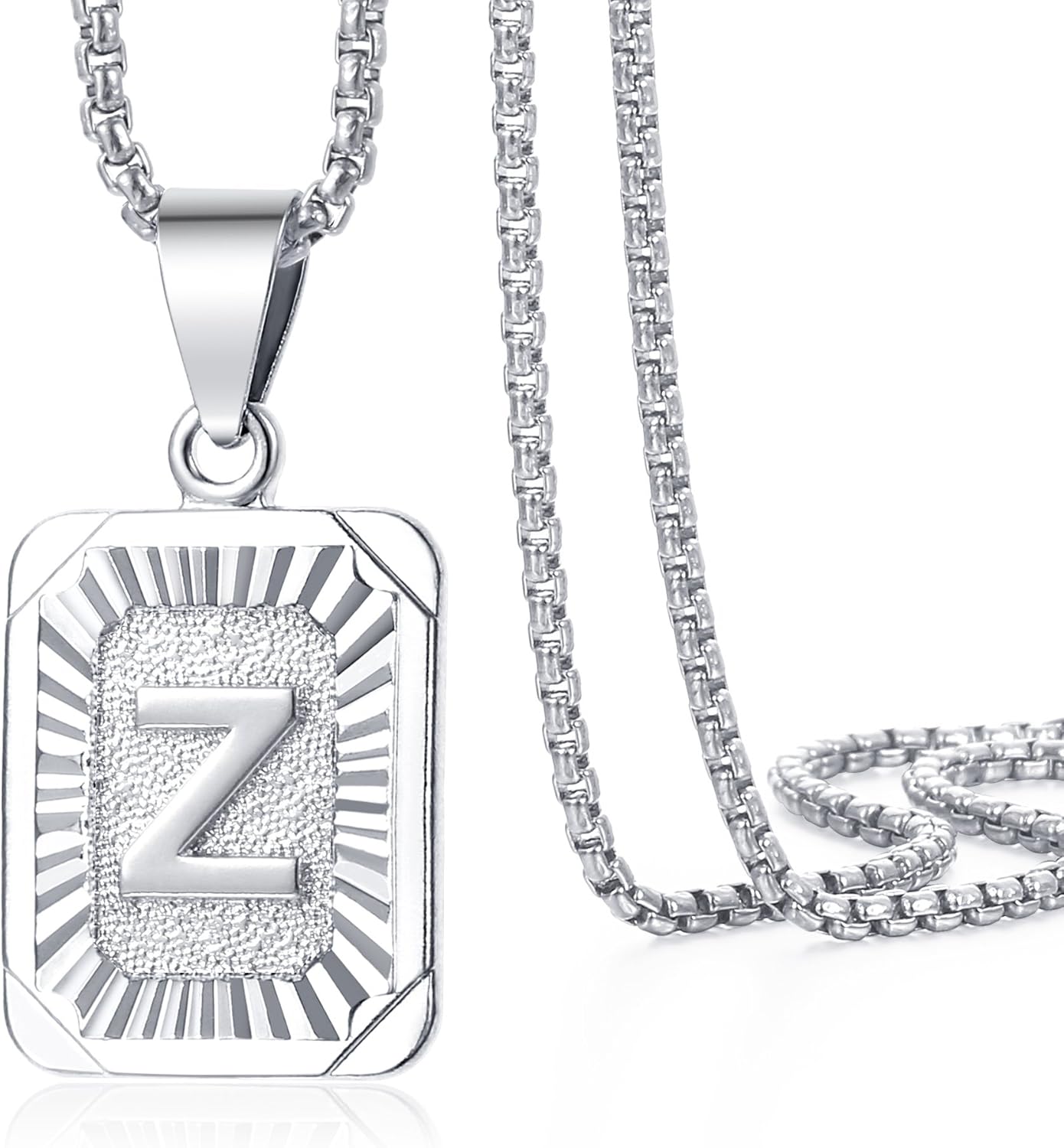 Davieslee Initial Letter Z Pendant Necklace for Women Mens Chain White