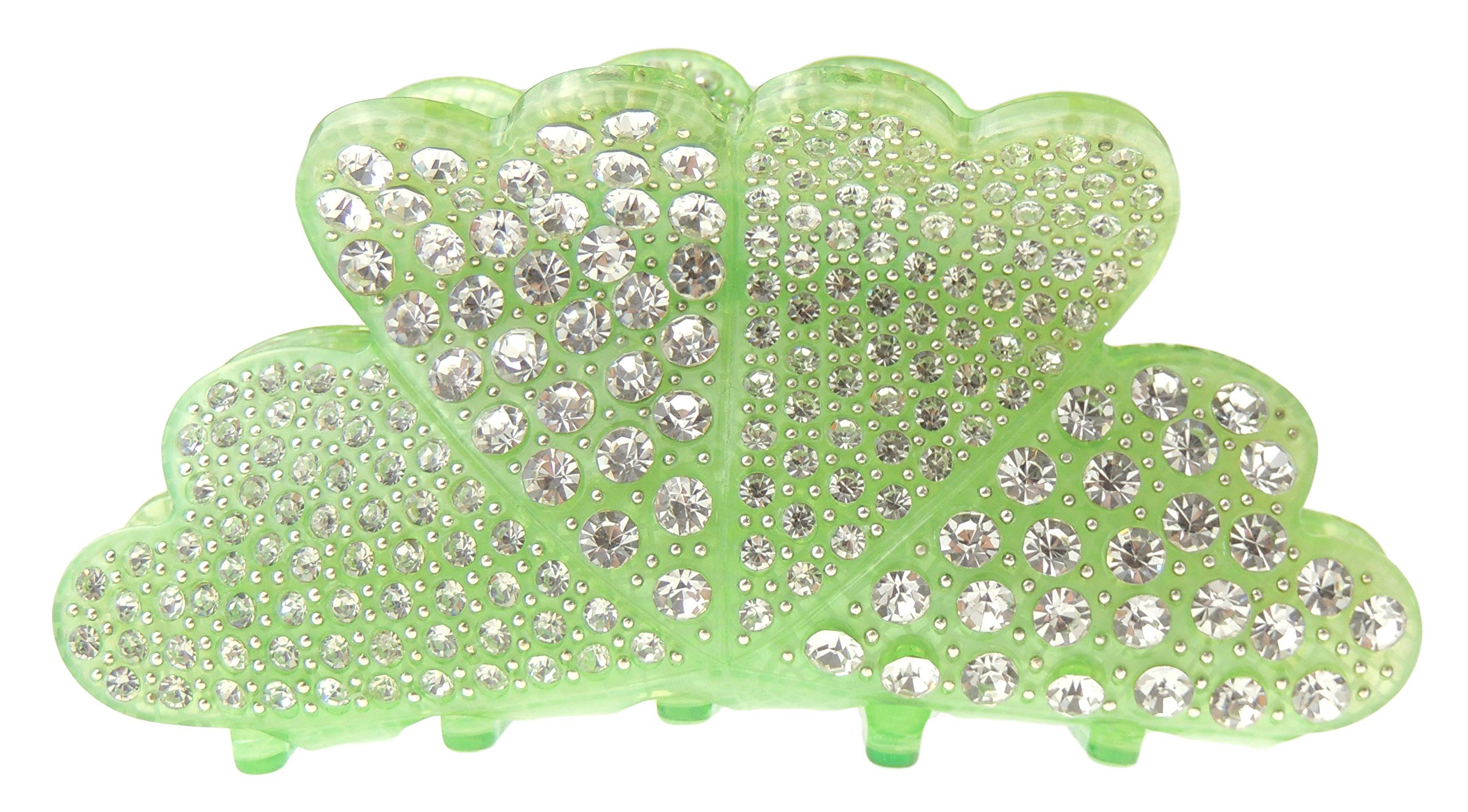 Extra Sparkly Women Girls Crystal Diamante Rhinestone Gems Wave Jaw Clip Octopus Clamp Grip Bridal Wedding Party Styling Fine Medium Thin Hair Accessories Butterfly Claw Hearts (Mint)