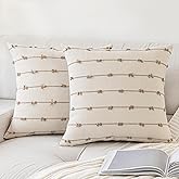 YEENAASY Boho Throw Pillow Covers 18x18 Set of 2 Modern Farmhouse Decorative Cushion Case Tufted Square Pillows Cover Neutral Pillow Cases Accent Pillowcase for Sofa,Couch,Bed,Beige and Khaki