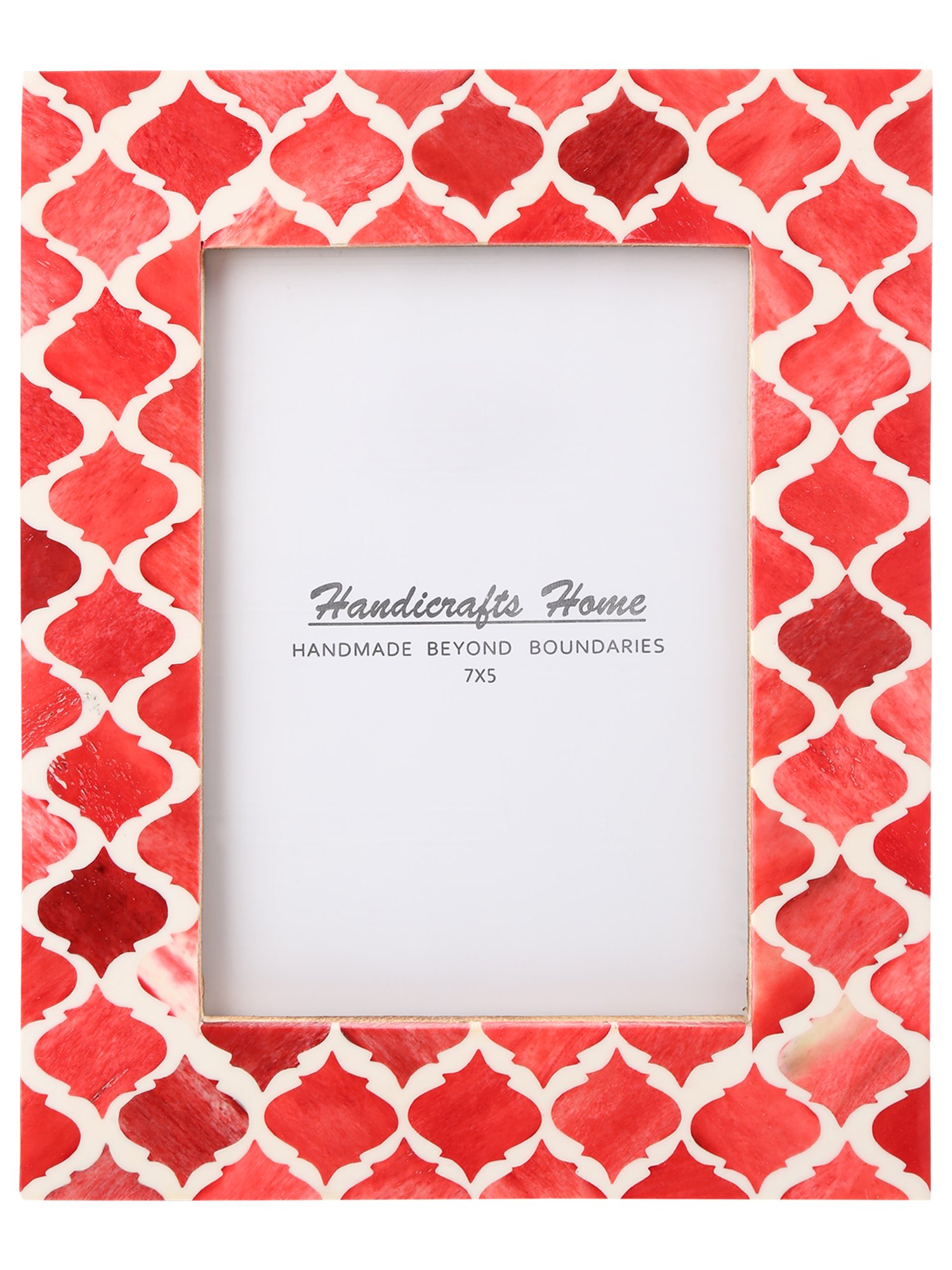 Handicrafts Home Red & White 5x7 Picture Frame, Handmade Photo Frame for Wall & Tabletop Display, Moroccan Decorative Frame for Modern Farmhouse, Vintage Home Decor, Shelf & Desk Minimal Office Decor