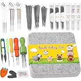 134 Pcs Needle Felting Tool, Needle Felting Supplies with 3 Size 90 Pcs Felting Needles, Wood Handles, Wool Needle, Soft Pad 