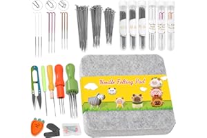 134 Pcs Needle Felting Tool, Needle Felting Supplies with 3 Size 90 Pcs Felting Needles, Wood Handles, Wool Needle, Soft Pad 