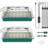 Sondiko Seed Starter Tray with Grow Light, 80 Cells Seed Starter Kit with Humidity Dome, Adjustable Brightness Plant Starter Trays, Indoor Plants Germination Kit(2 Pack)