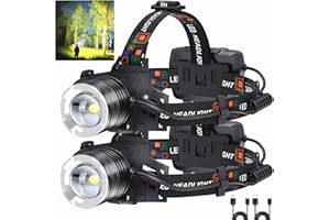 BERCOL LED Rechargeable Headlamp 2 Pack, 99,000 Lumens Head Lamps (Include Βattery) Super Bright Long Distance Headlamps with 5 Mode Waterproof, 90° Adjustable Head Lights for Forehead Adults Outdoor Camping