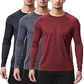 Sumolux 3 Pack Long Sleeve Shirts for Men Moisture Wicking Quick Dry UPF SPF Sun Protection Workout T Shirts