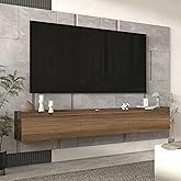 Atelier Mobili Floating TV Stand for Up to 80 Inch TVs – Wall Mounted Entertainment Center with Storage – Modern Floating Media Console with Cable Management – Walnut