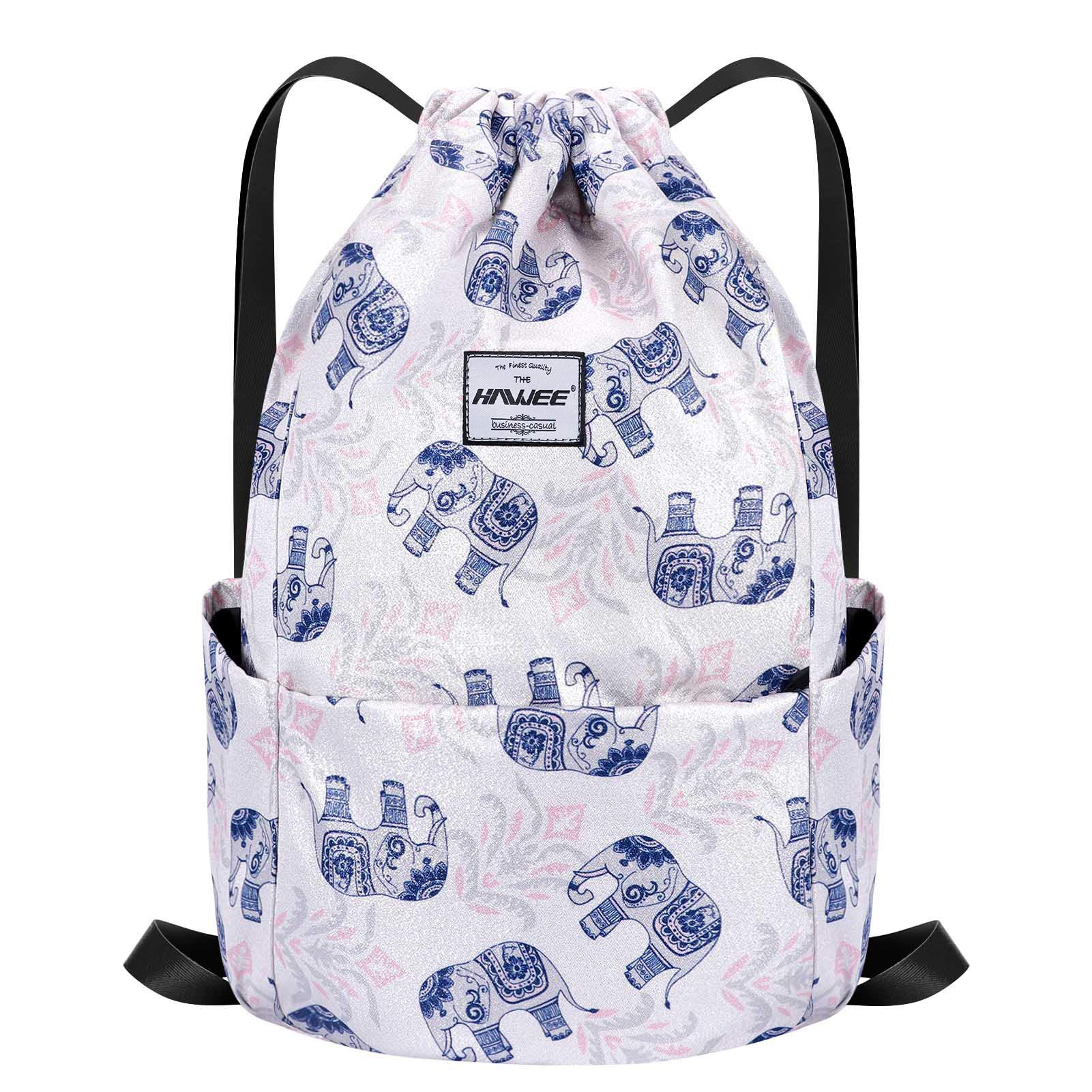 HAWEE Waterproof Drawstring Bags Backpack Large Gym Bag Drawstring Daypack Unisex for Women Men Daily Life Outdoor Casual Sport Yoga School Beach Swim