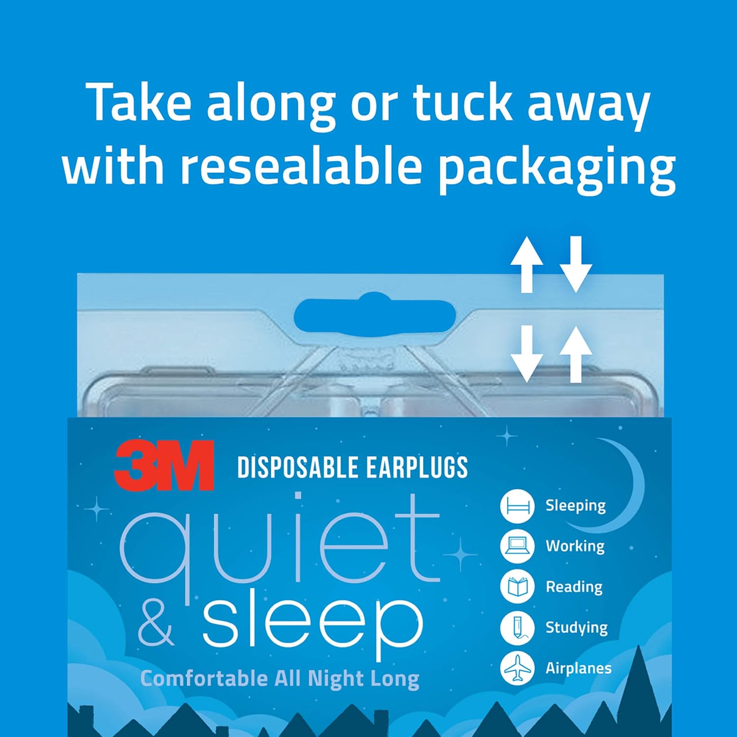 3M Disposable Earplugs, Hearing Protection for Quiet & Sleep, Light Blue, 32 NRR, 80 pairs in resealable package: Home Improvement