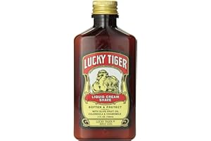 Lucky Tiger Liquid Cream Shave for Men | Classic Barbershop Shaving Cream with Olive Fruit Oil, Calendula & Chamomile | Soothes, Protects & Softens for a Smooth, Comfortable Shave – 5 fl oz