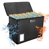 ELOBOON Comic Book Storage Box with Lock, Fireproof Comic Book Organizer | Holds 150-175 Comics,Water-Resistant,Moistureproof Comic Book Box,Label Window,Zipper,Heavy Duty Bin,Container Holder,Black