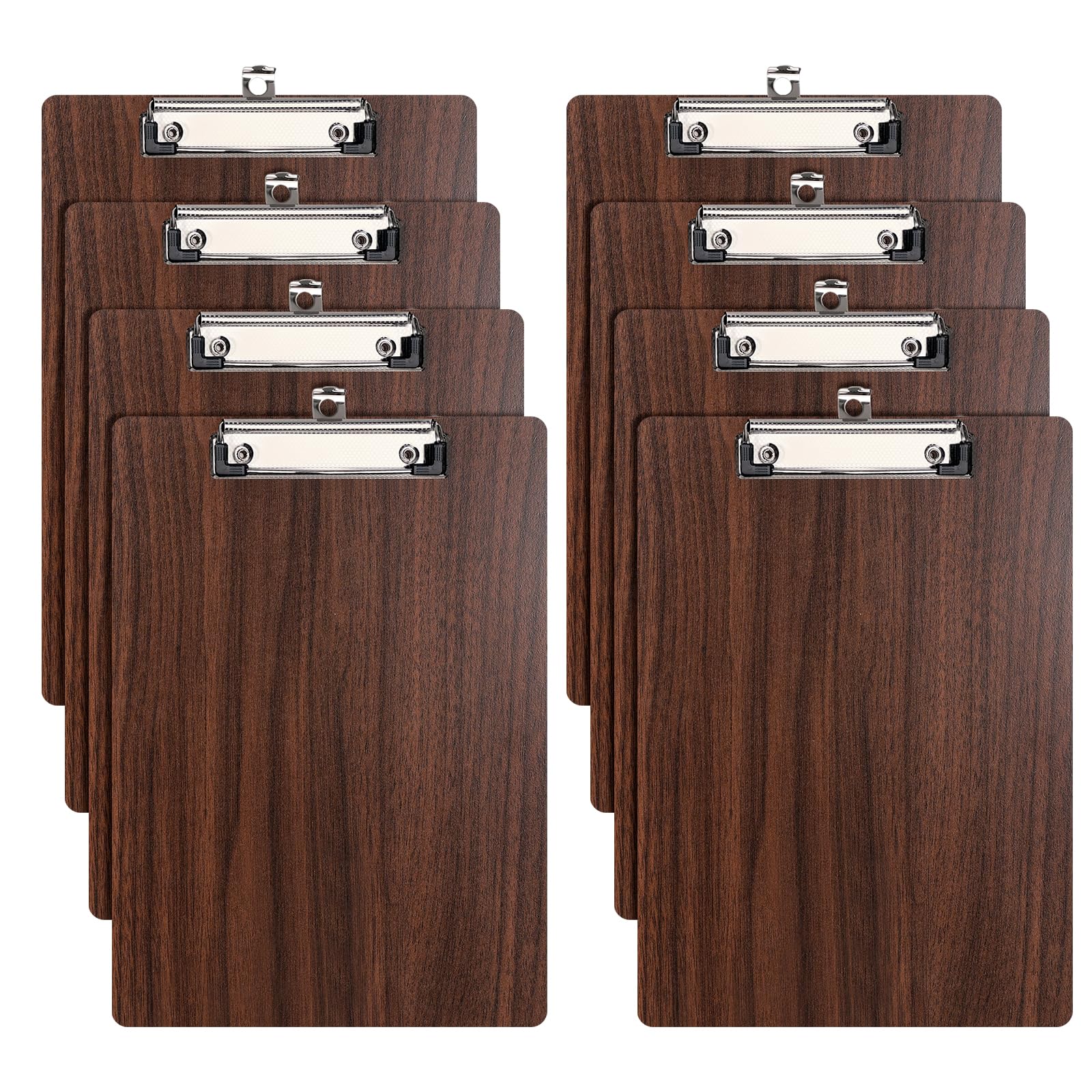 DONGLI 8 Pack Clipboard A4,Wooden Clipboards with Low Profile Clip and Hanging Hole,Clip Board Hardboard for Office, Business,Restaurant